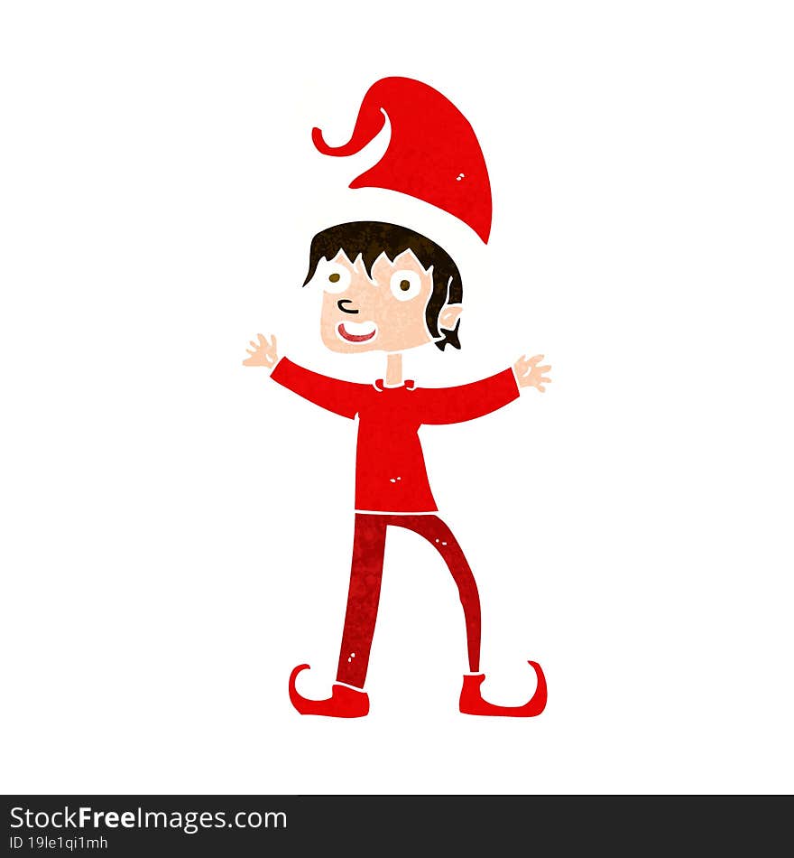 cartoon excited christmas elf