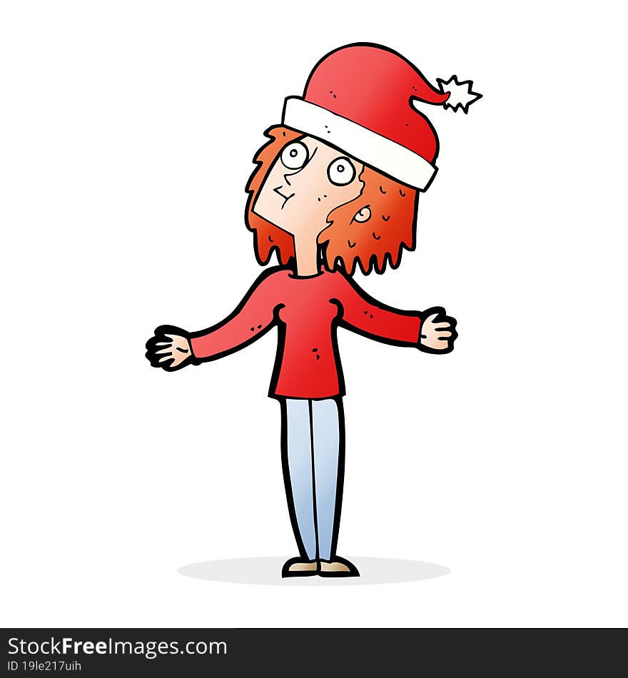 Cartoon Woman Ready For Christmas