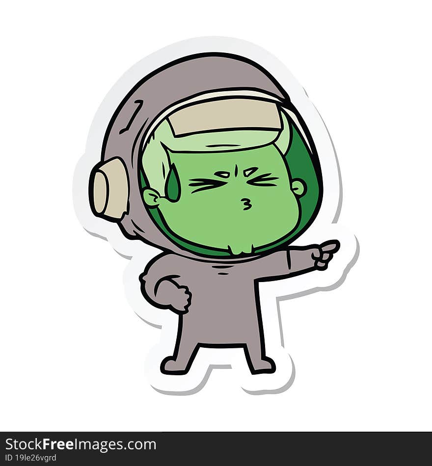 sticker of a cartoon stressed astronaut