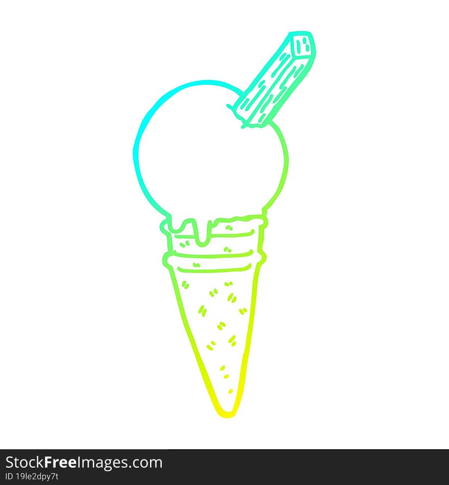 cold gradient line drawing cartoon ice cream