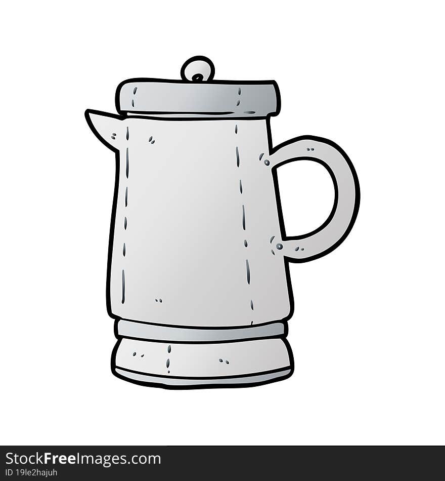 cartoon old metal kettle. cartoon old metal kettle