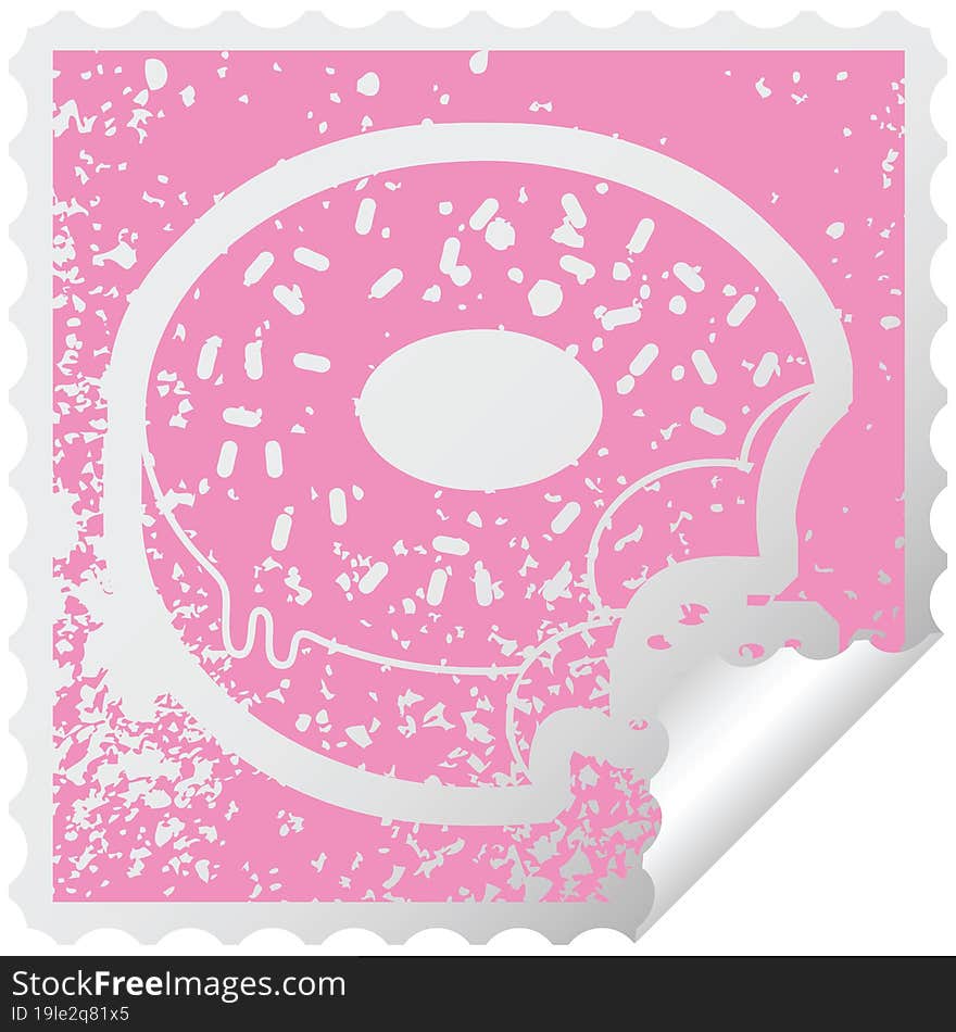 bitten frosted donut graphic distressed sticker