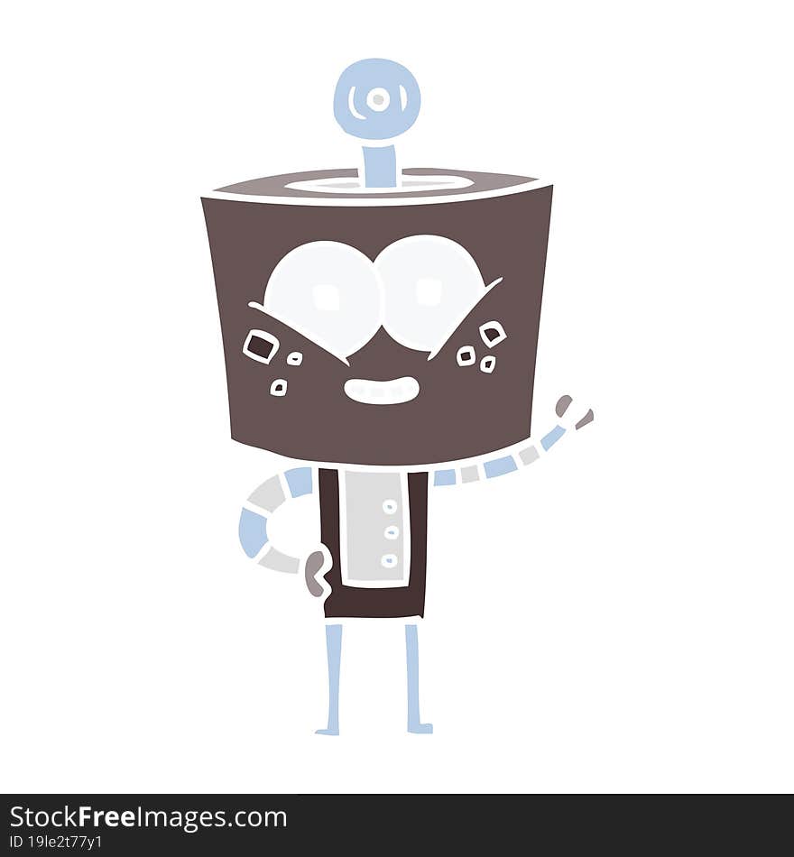 Happy Flat Color Style Cartoon Robot