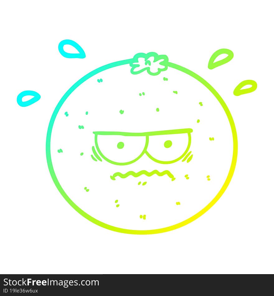 cold gradient line drawing cartoon angry orange