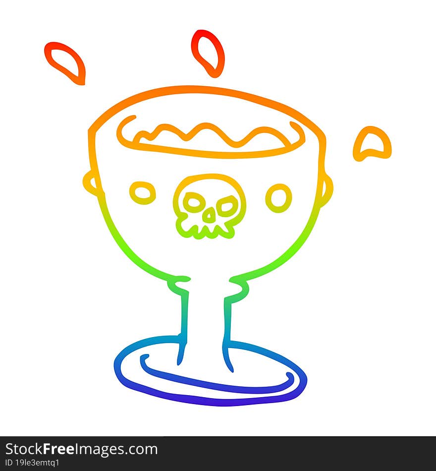 rainbow gradient line drawing cartoon goblet