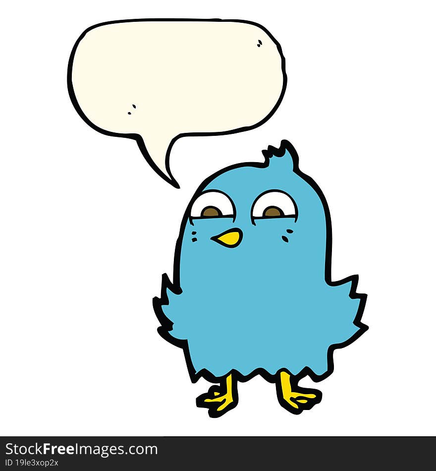 funny cartoon bird with thought bubble