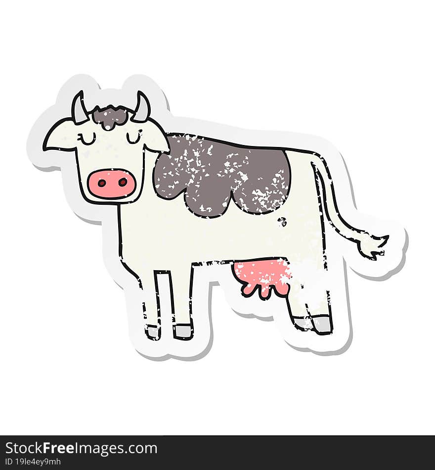 distressed sticker of a cartoon cow