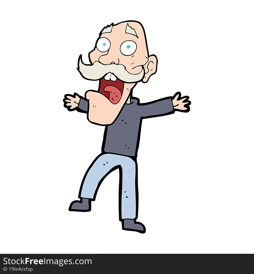 cartoon shocked old man