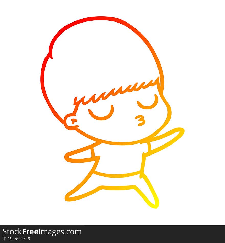 warm gradient line drawing cartoon calm boy