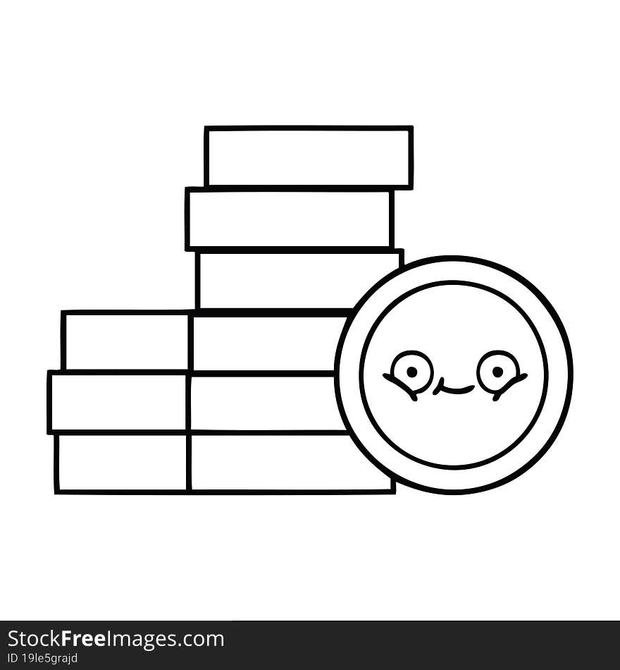 line drawing cartoon coins