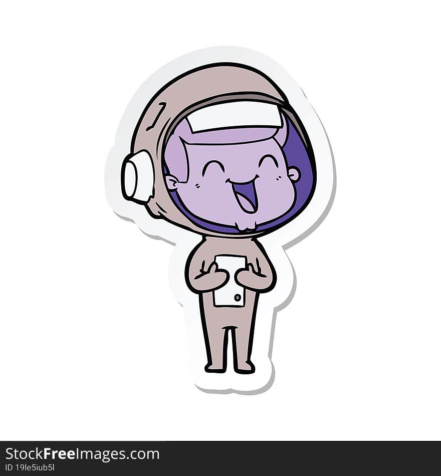 Sticker Of A Happy Cartoon Astronaut