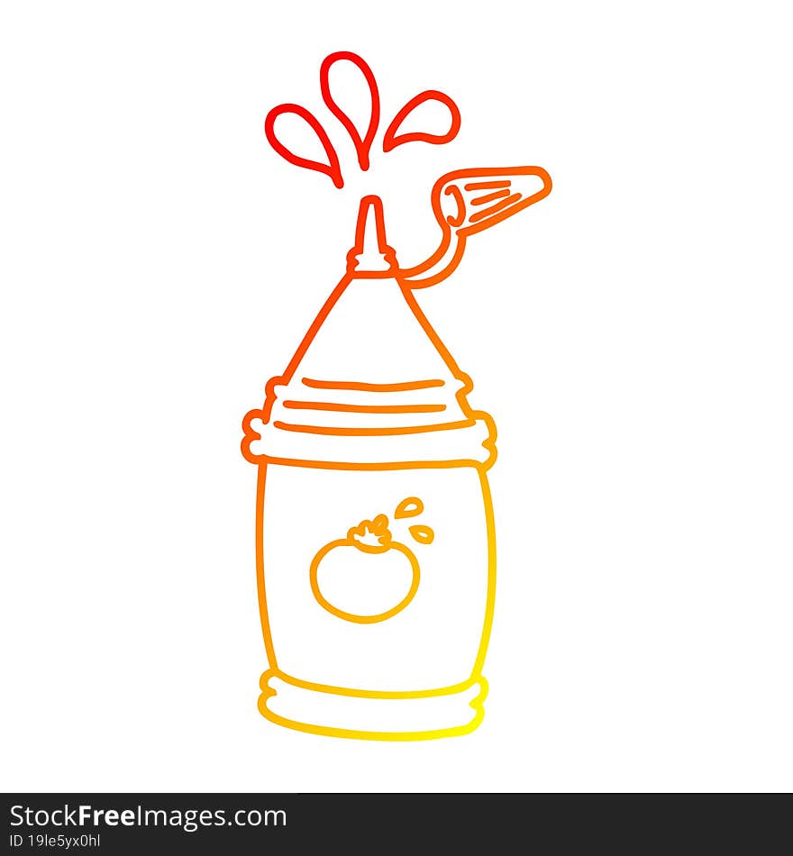 Warm Gradient Line Drawing Cartoon Ketchup Bottle