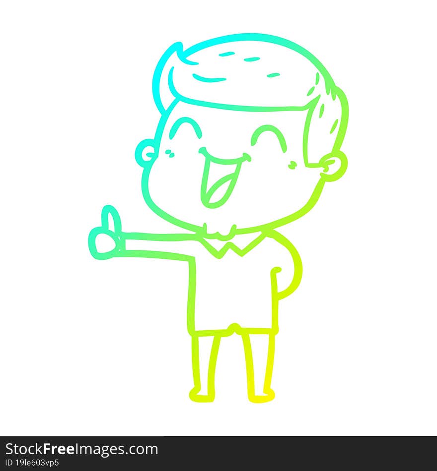 cold gradient line drawing of a cartoon man laughing