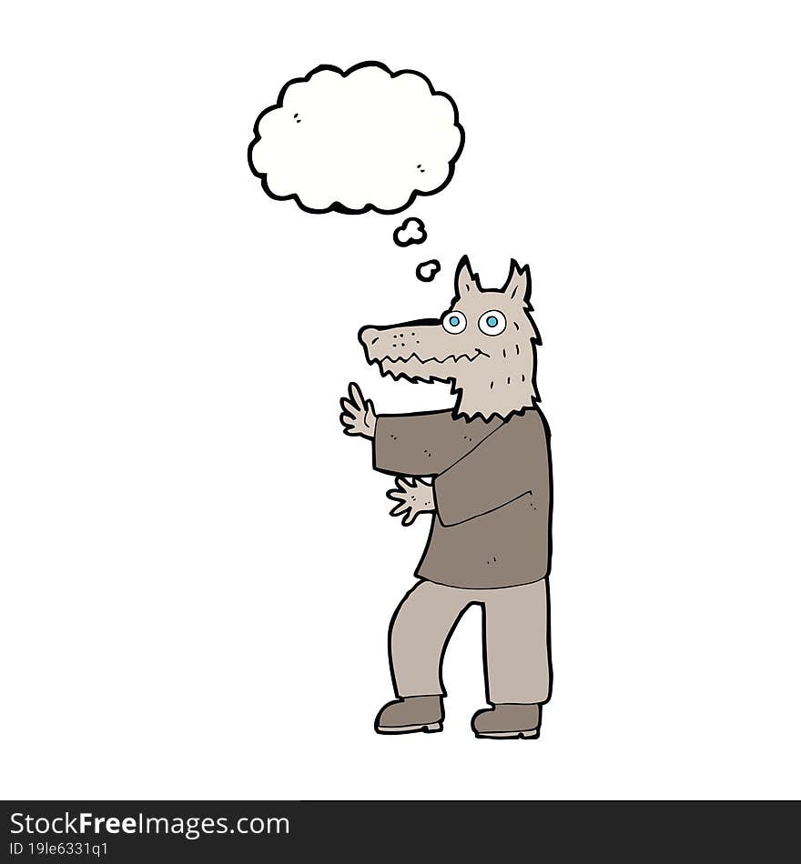 cartoon funny werewolf with thought bubble