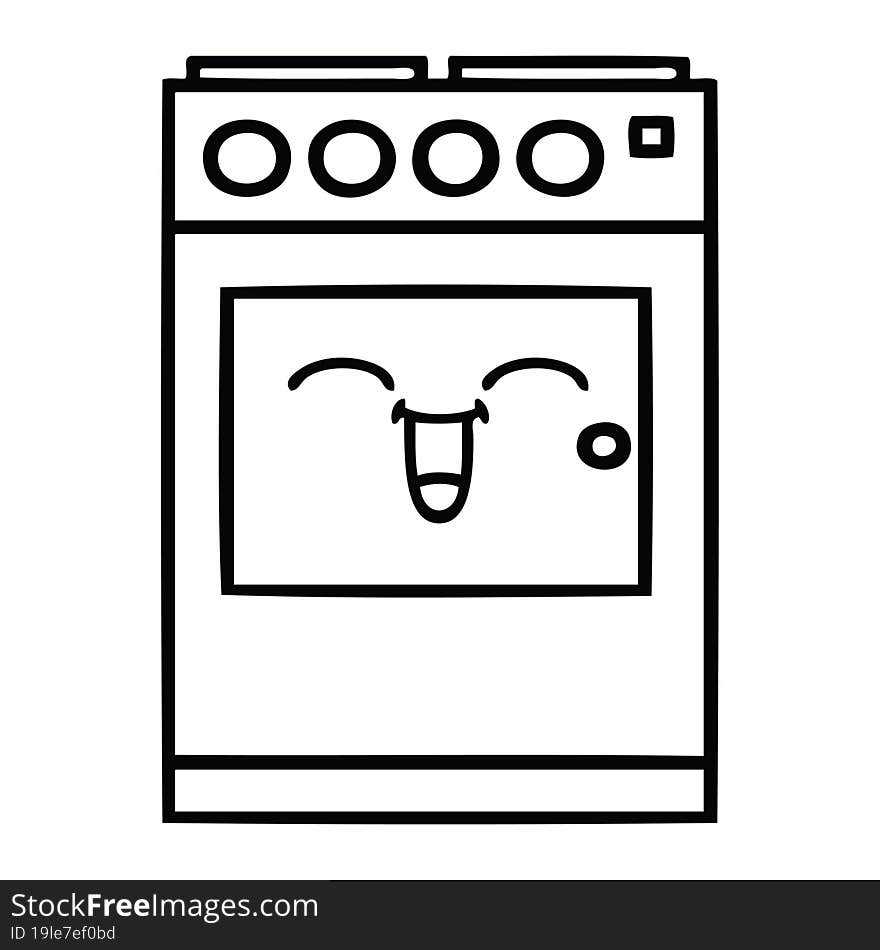 line drawing cartoon kitchen oven