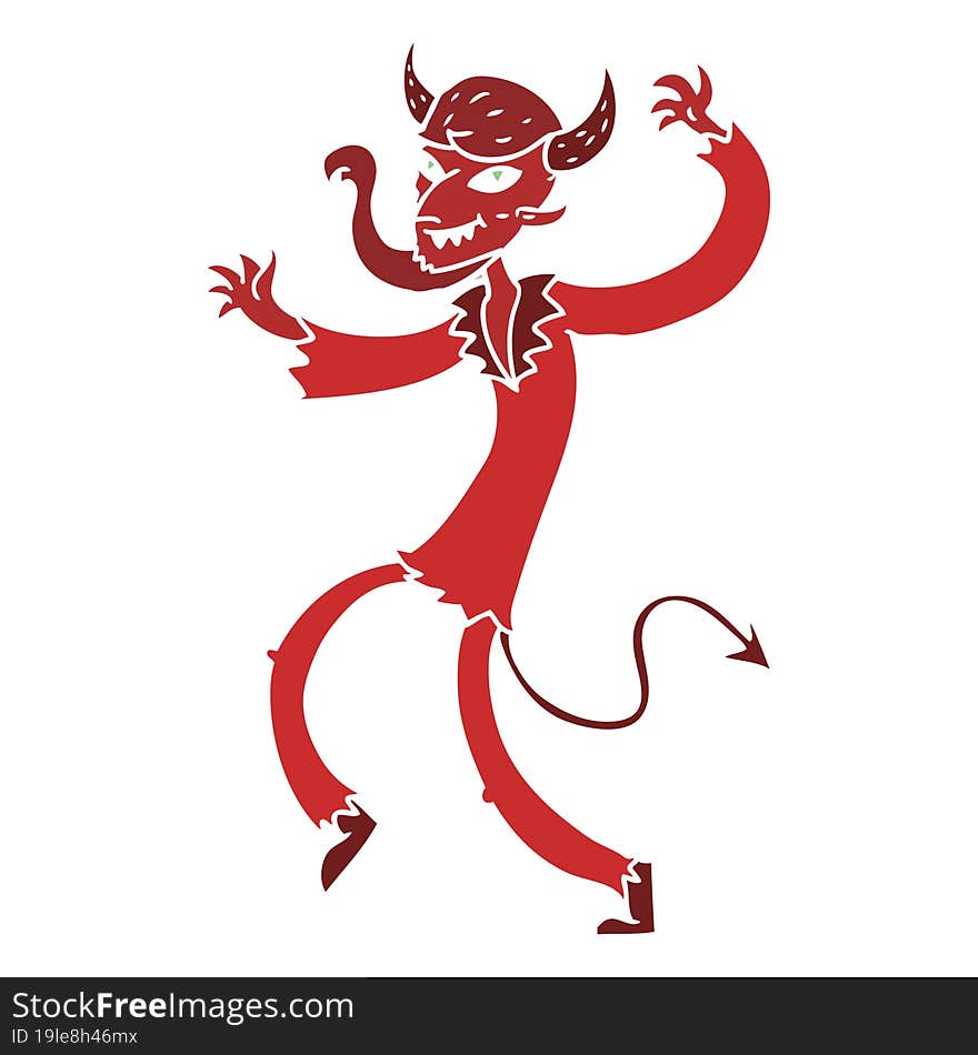 flat color style cartoon dancing devil