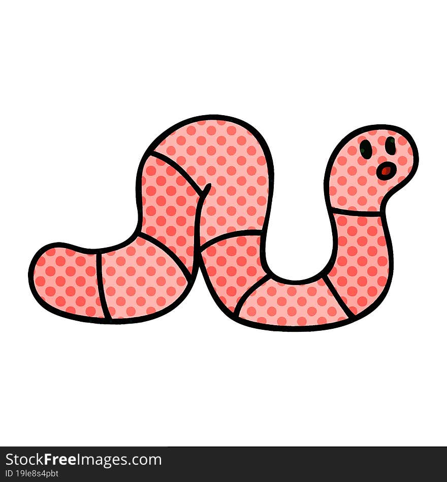 comic book style quirky cartoon worm. comic book style quirky cartoon worm