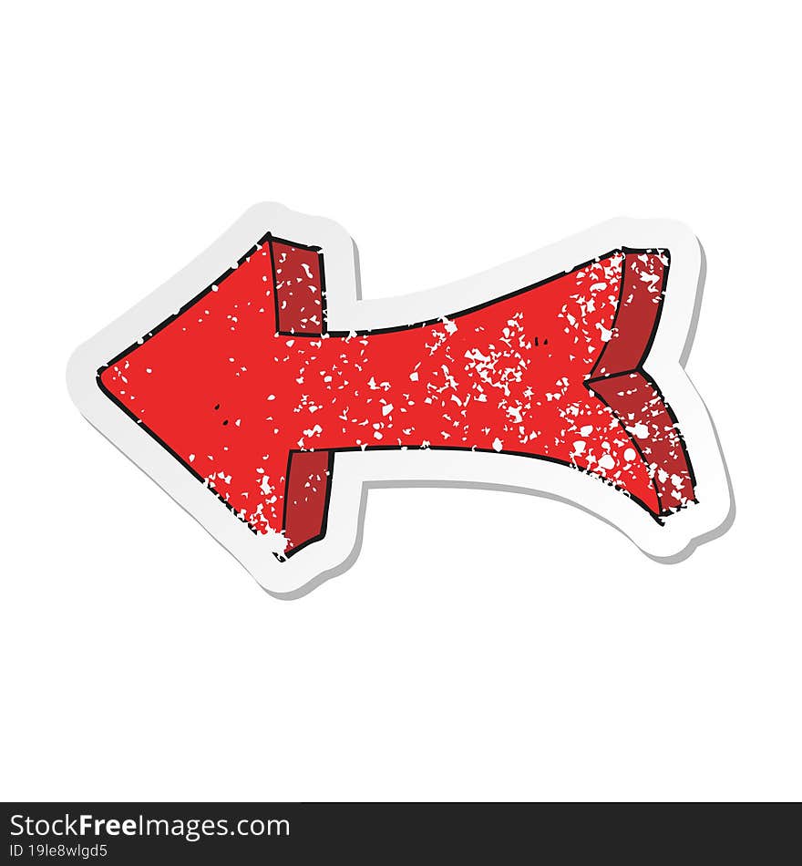 Retro Distressed Sticker Of A Cartoon Pointing Arrow