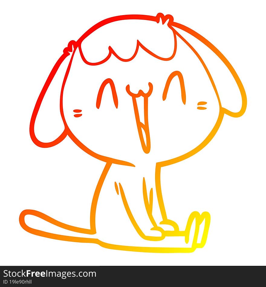 warm gradient line drawing of a cartoon laughing dog