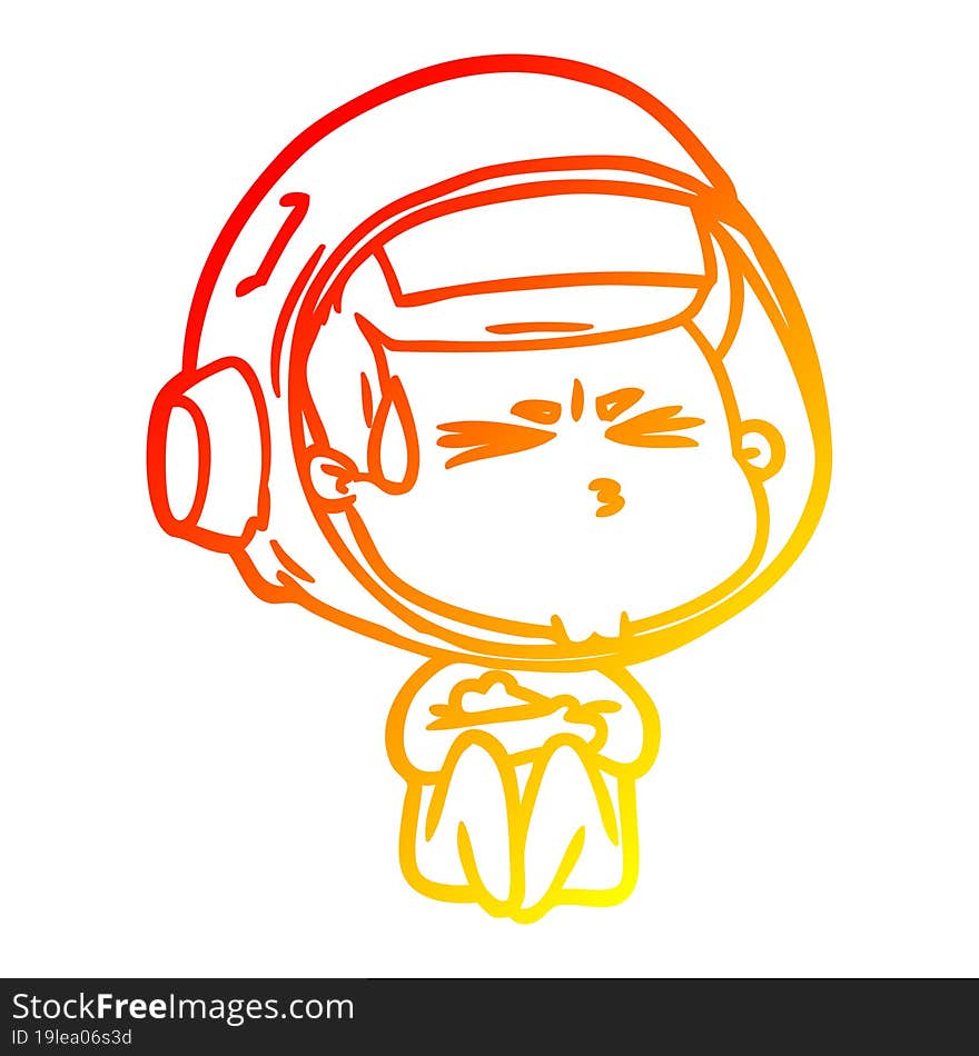 warm gradient line drawing cartoon stressed astronaut