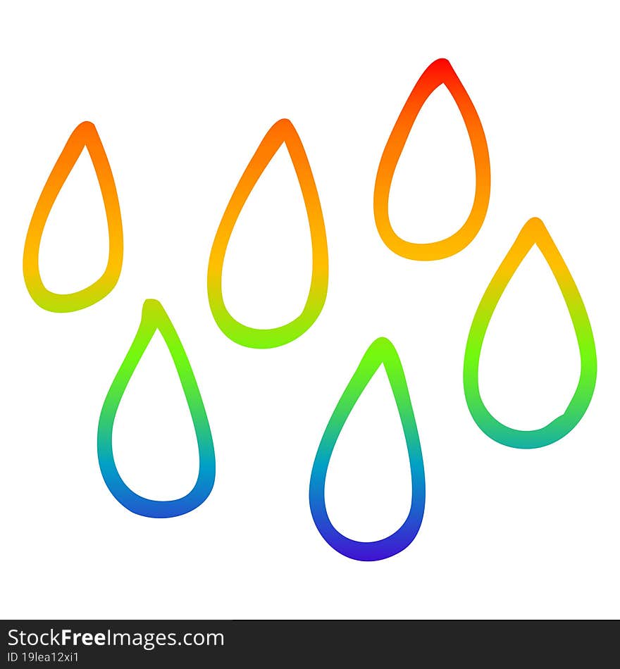 rainbow gradient line drawing cartoon blood droplets