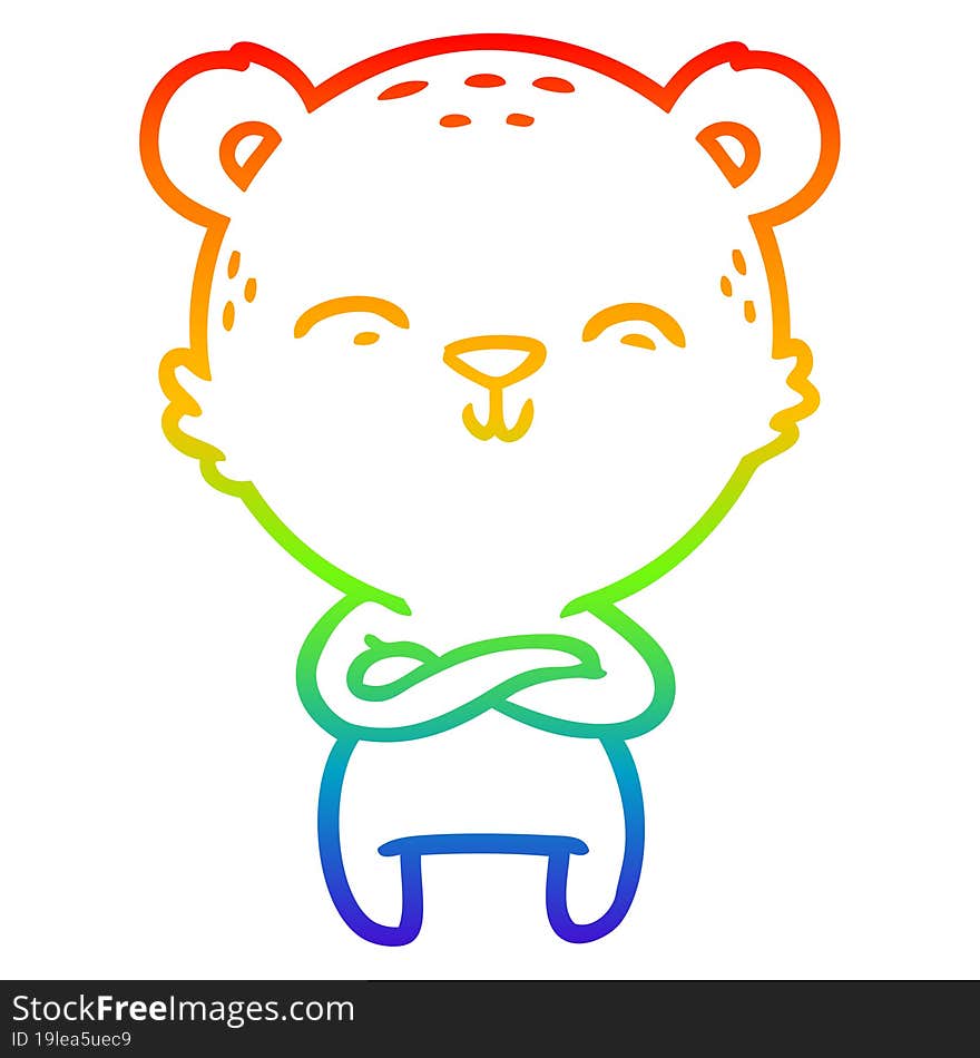 rainbow gradient line drawing happy confident cartoon bear