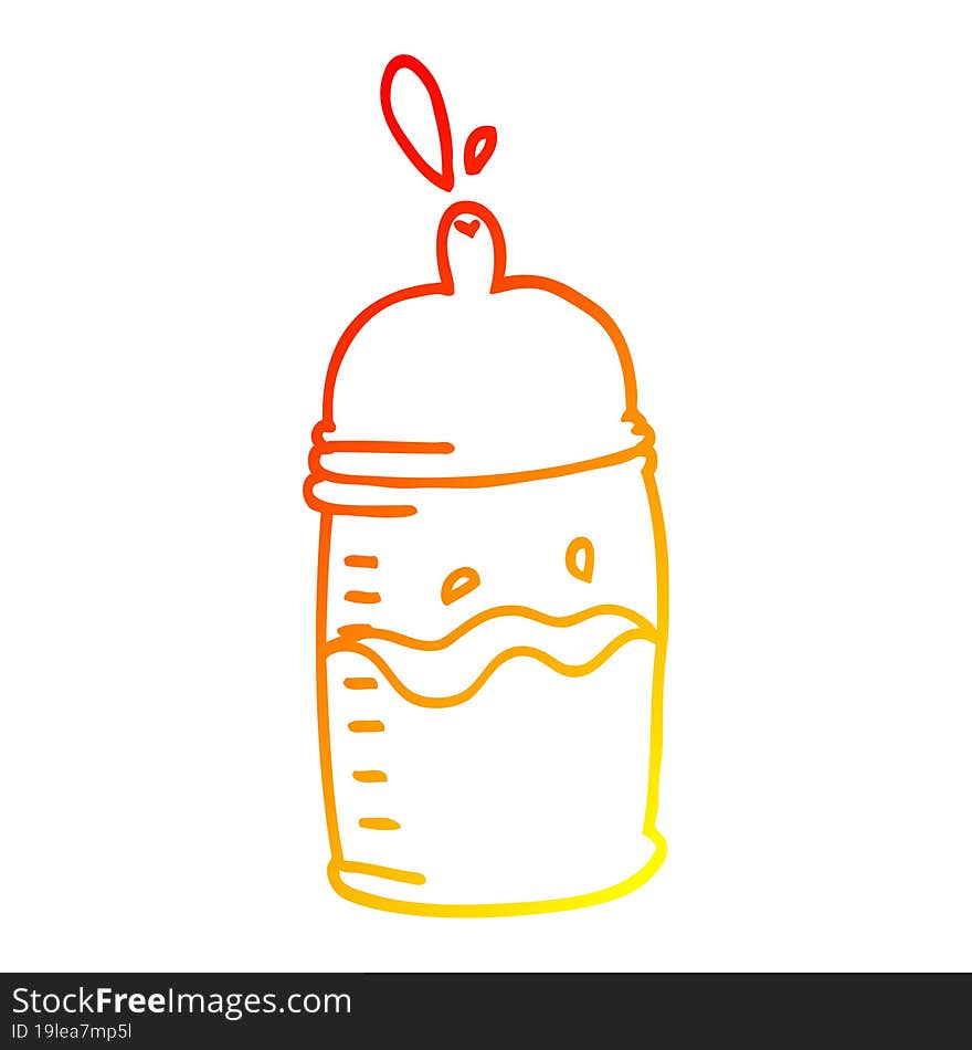 warm gradient line drawing cartoon baby bottle