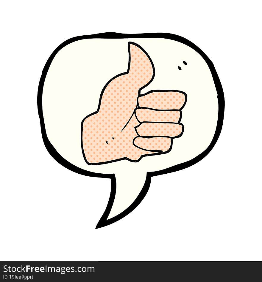 freehand drawn comic book speech bubble cartoon thumbs up symbol