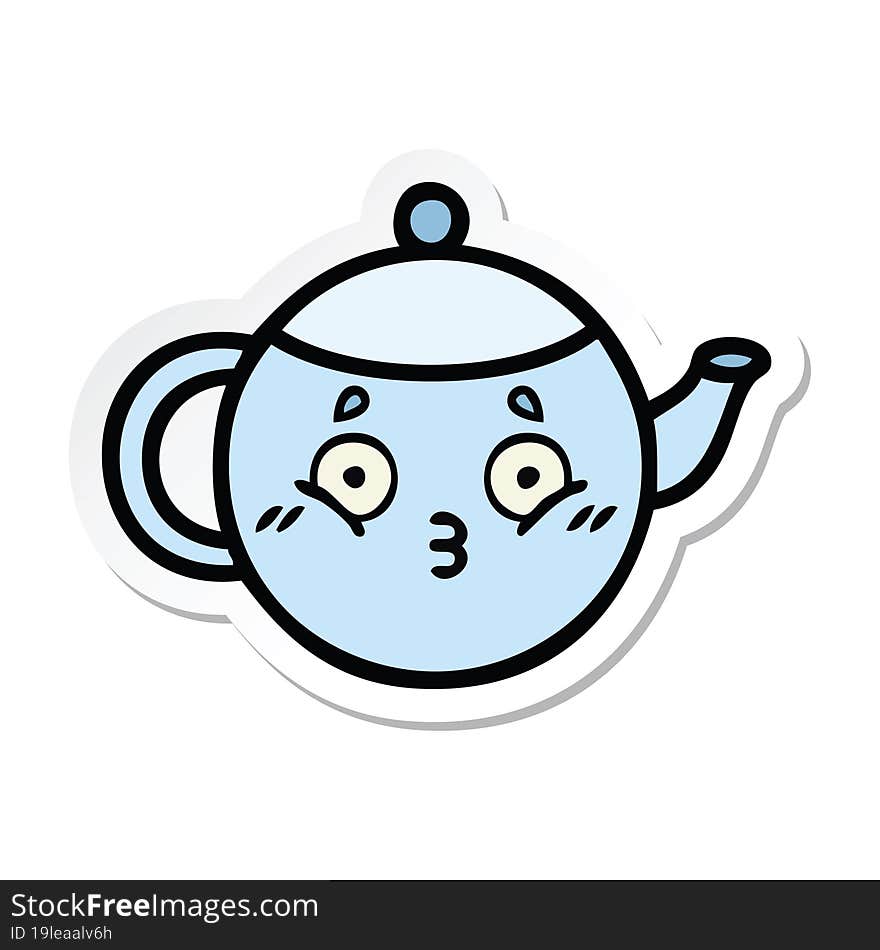 Sticker Of A Cute Cartoon Tea Pot