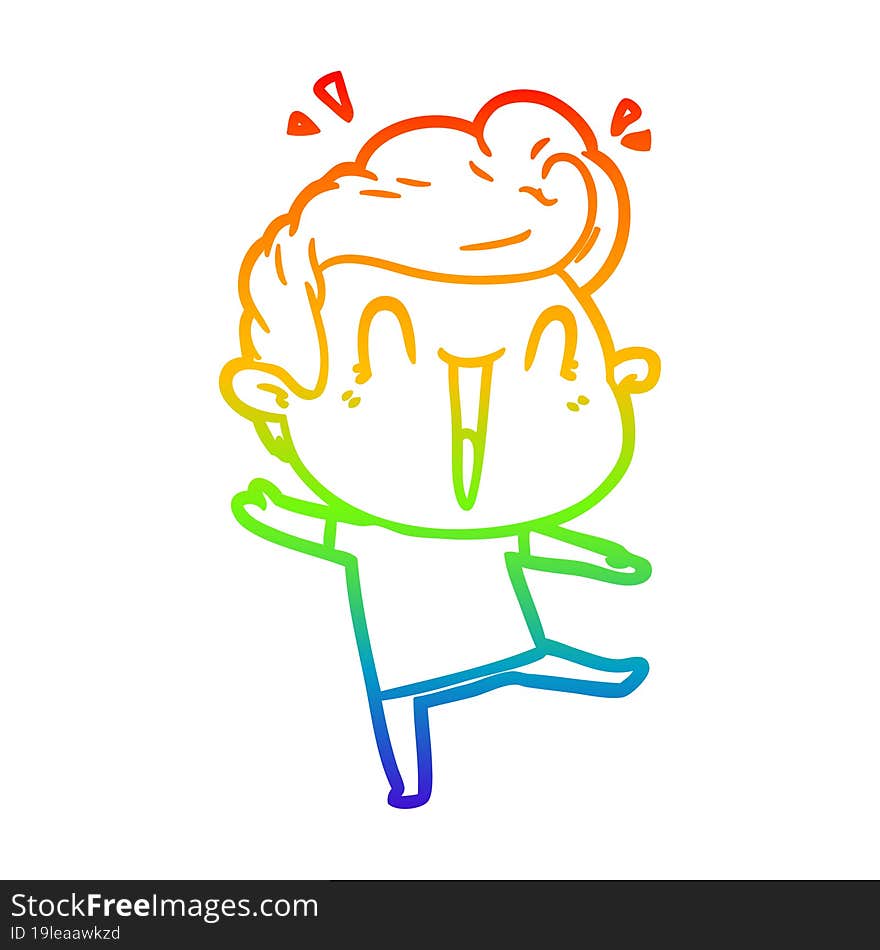 rainbow gradient line drawing of a cartoon excited man