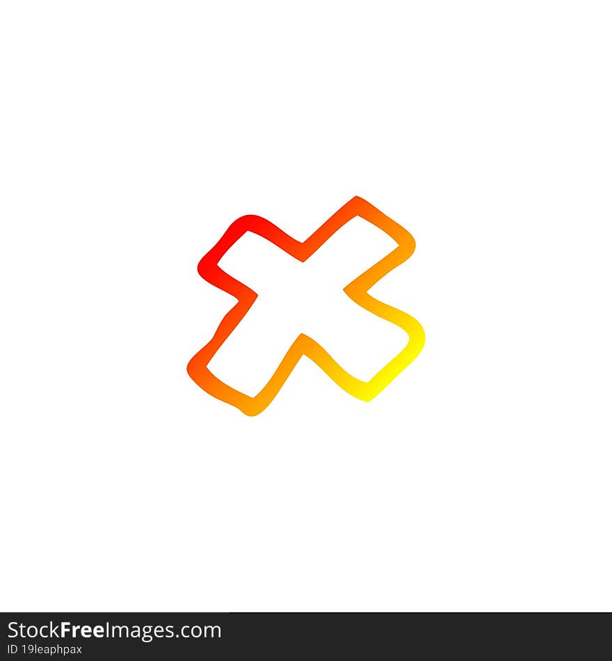 Warm Gradient Line Drawing Cartoon Letter X