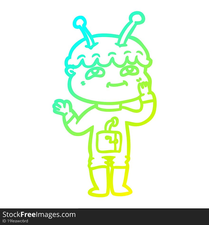 cold gradient line drawing surprised cartoon spaceman