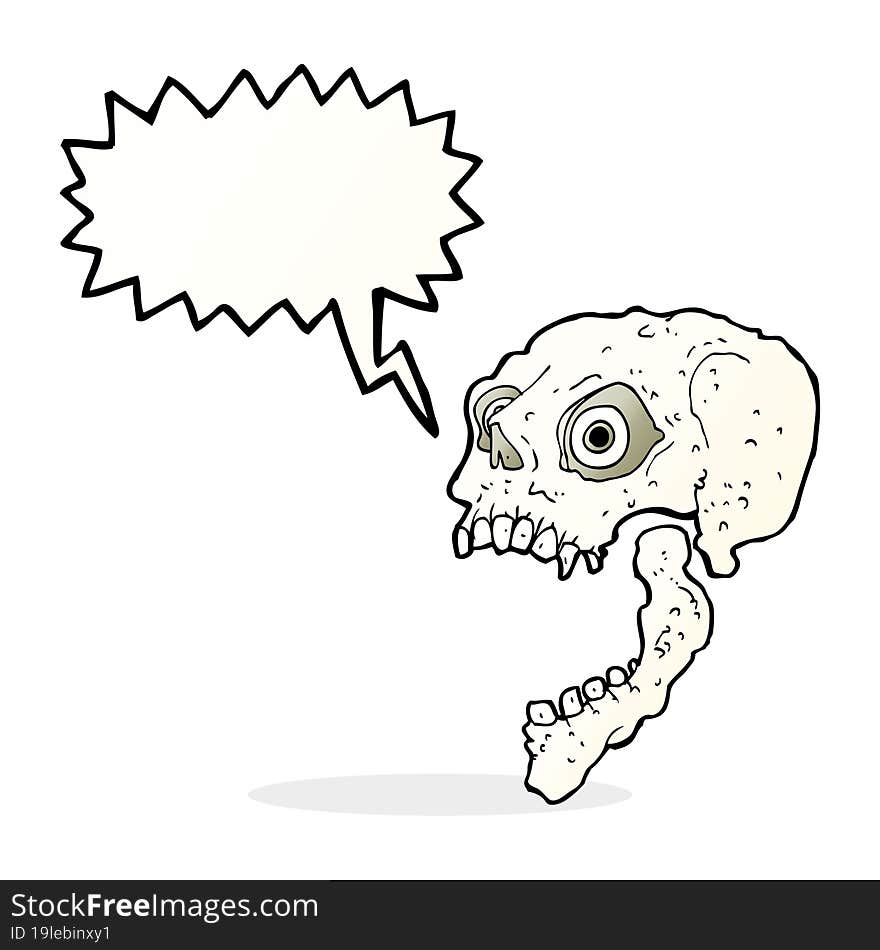 cartoon scary skull with speech bubble