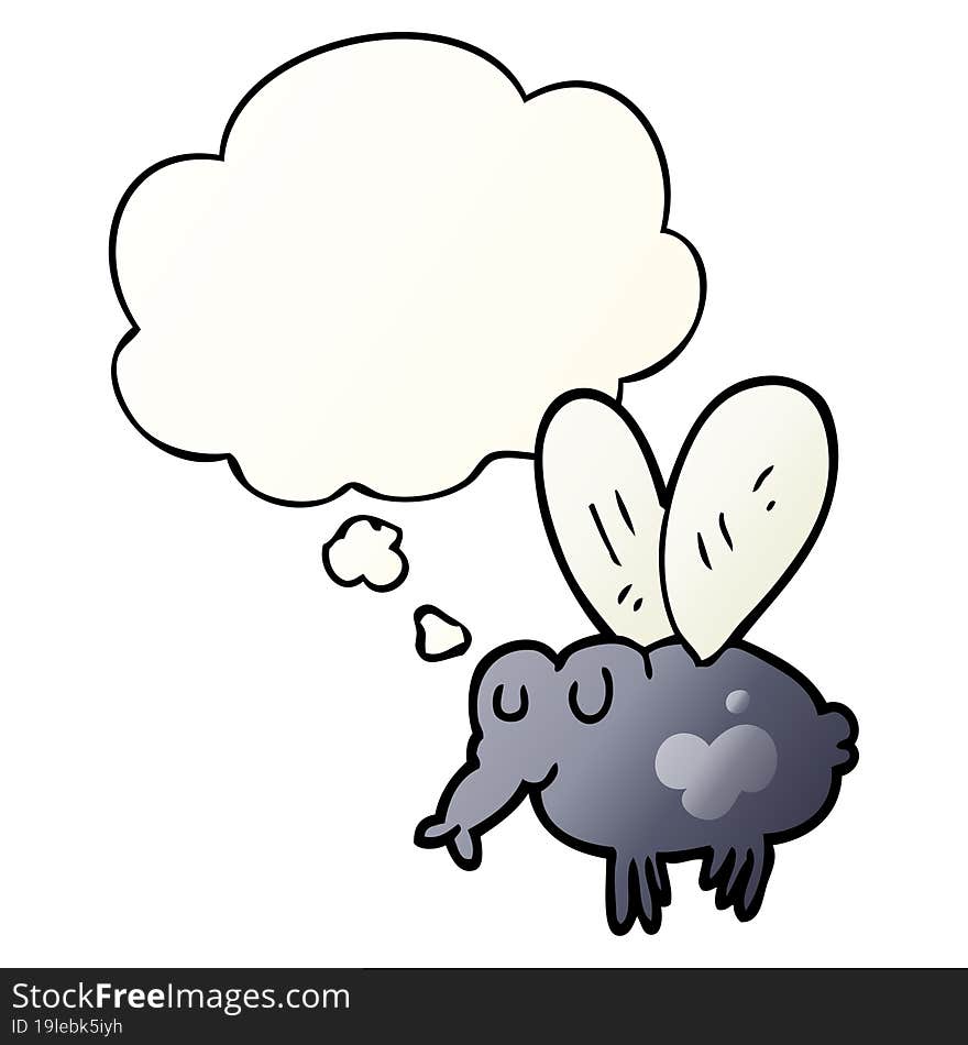 cartoon fly and thought bubble in smooth gradient style