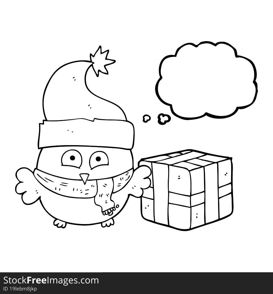 thought bubble cartoon christmas owl