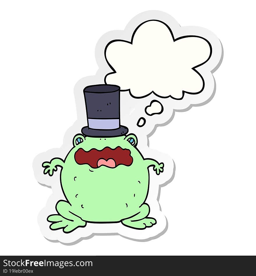 Cartoon Toad Wearing Top Hat And Thought Bubble As A Printed Sticker