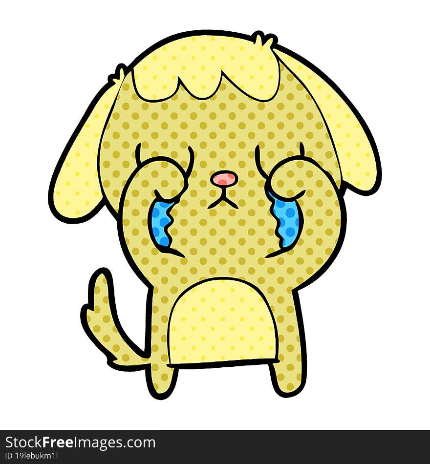 cute cartoon dog crying. cute cartoon dog crying