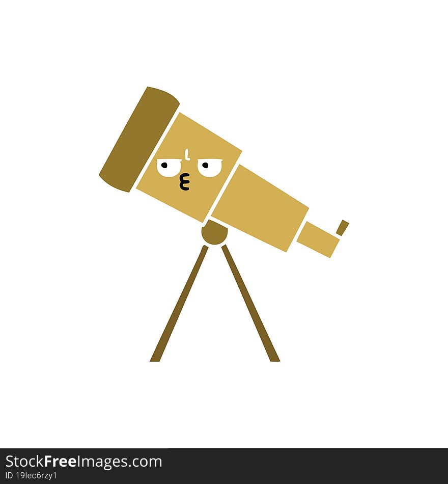 flat color retro cartoon telescope