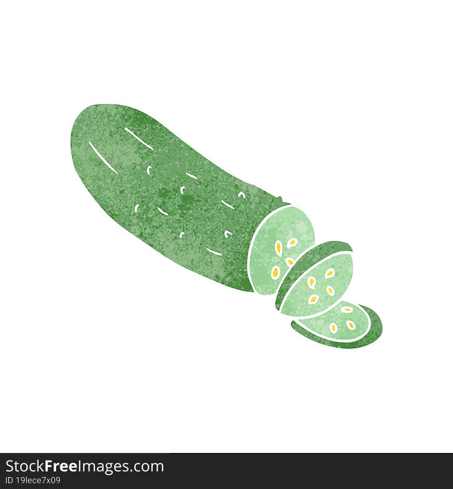 retro cartoon sliced cucumber