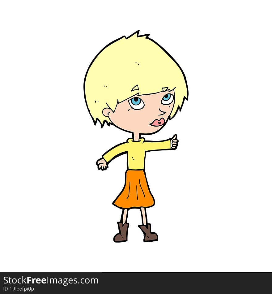 cartoon woman giving thumbs up symbol