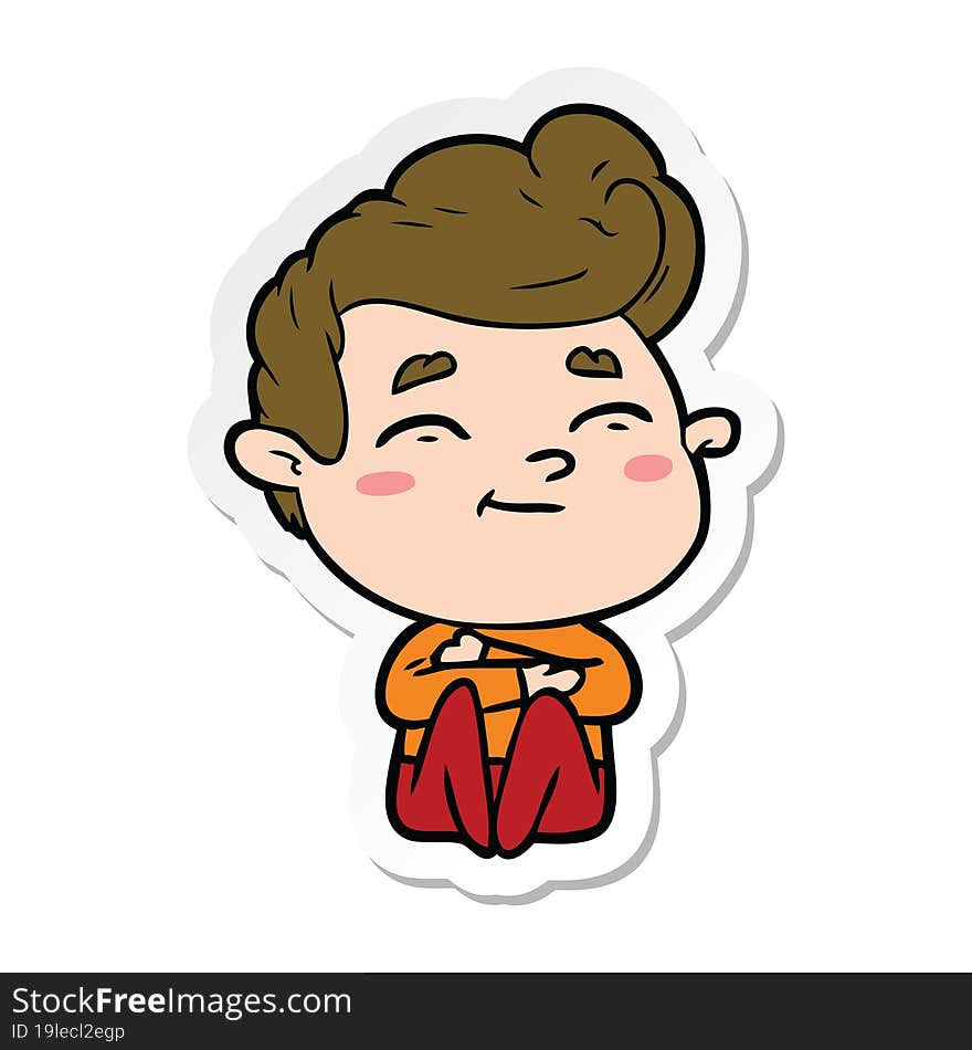 sticker of a happy cartoon man