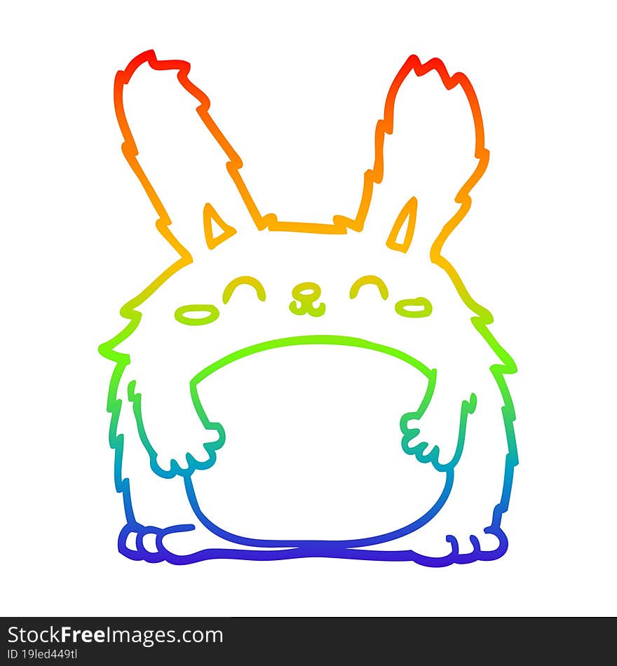 Rainbow Gradient Line Drawing Cartoon Furry Rabbit