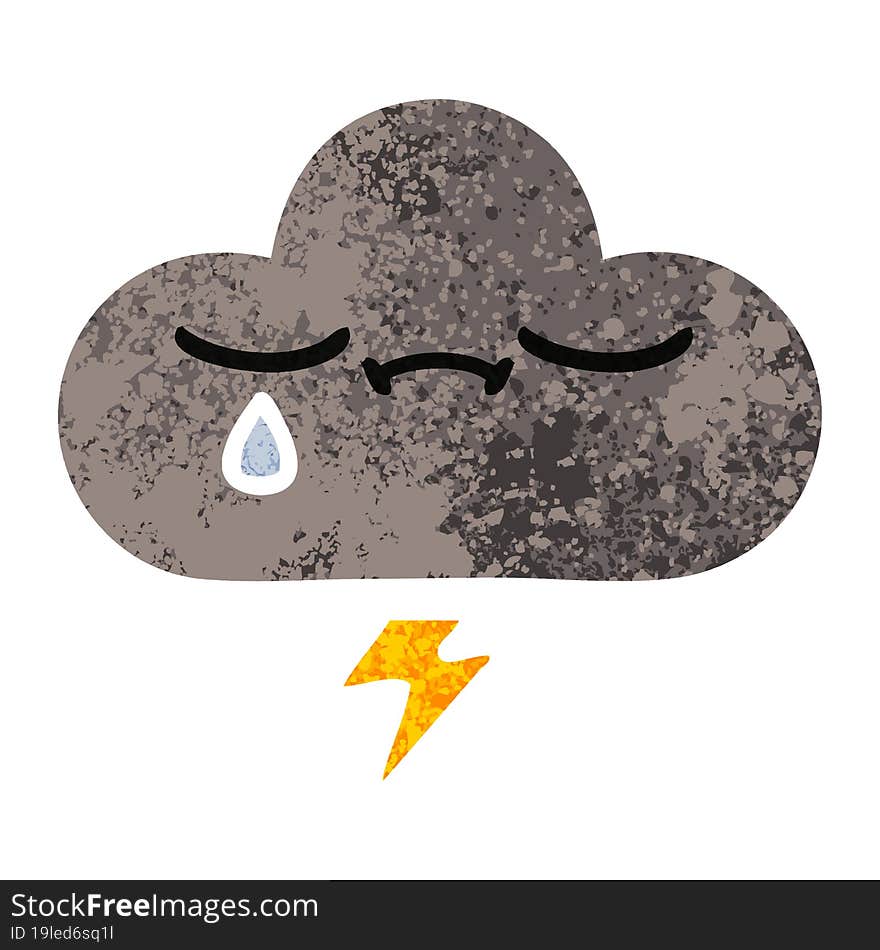 retro illustration style cartoon of a storm cloud