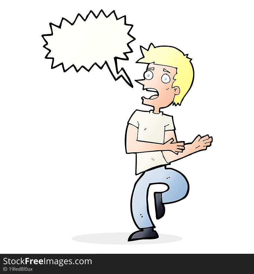 Cartoon Stressed Out Man With Speech Bubble