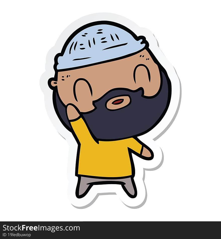 sticker of a cartoon bearded man