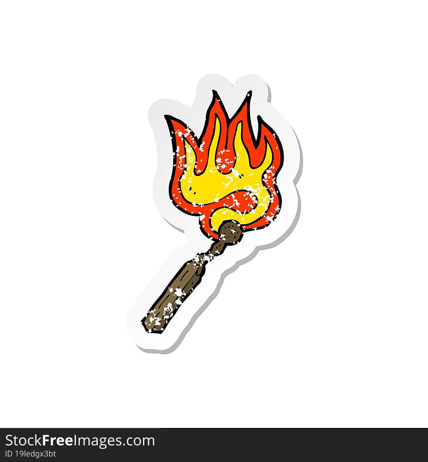 retro distressed sticker of a cartoon burning match