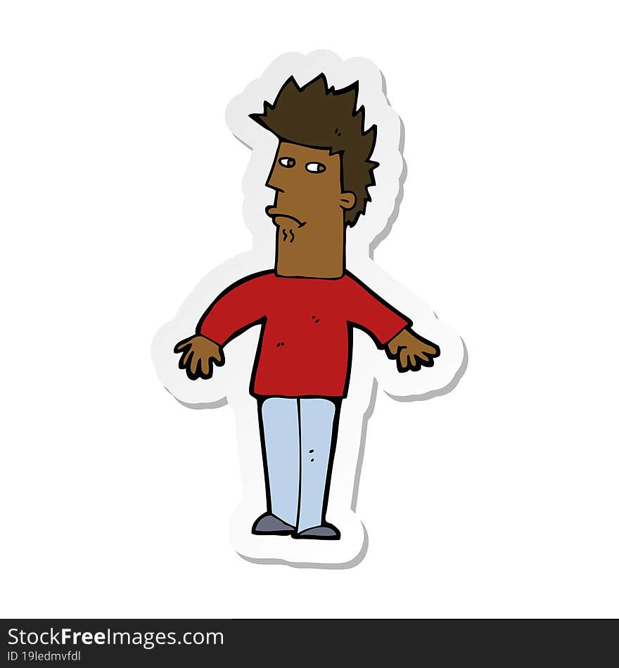 Sticker Of A Cartoon Worried Man