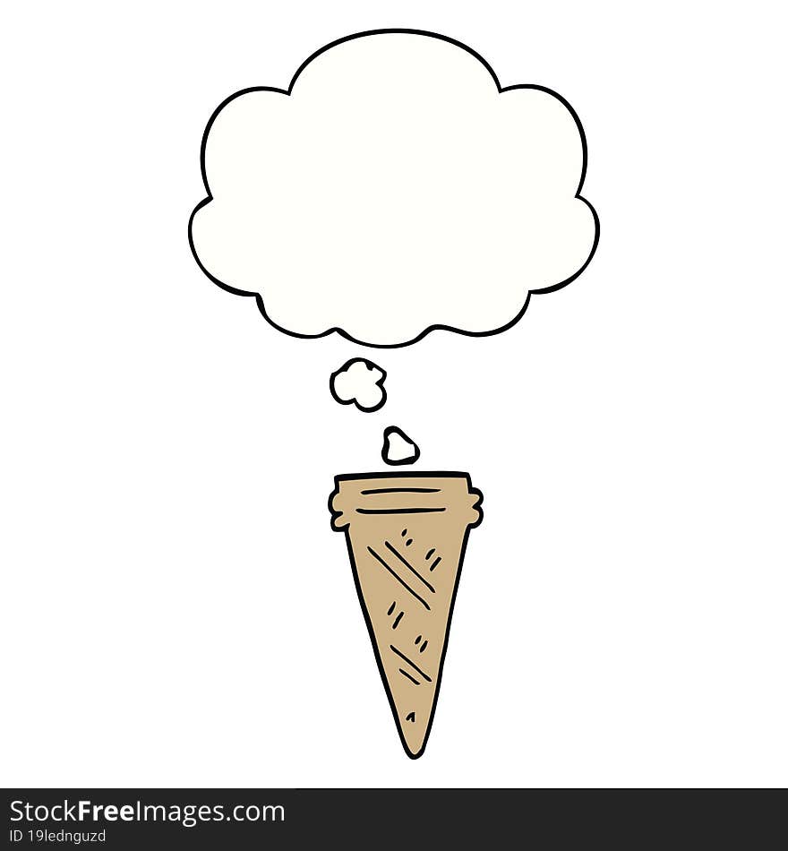 Cartoon Ice Cream Cone And Thought Bubble