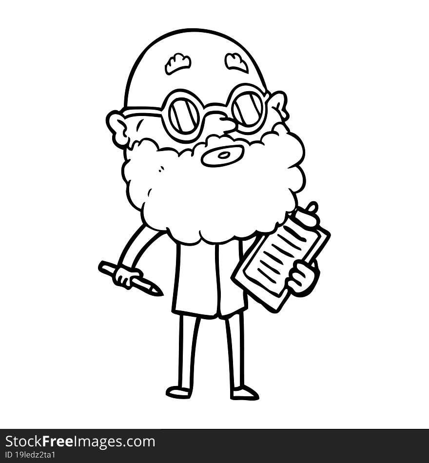 cartoon curious man with beard and sunglasses. cartoon curious man with beard and sunglasses