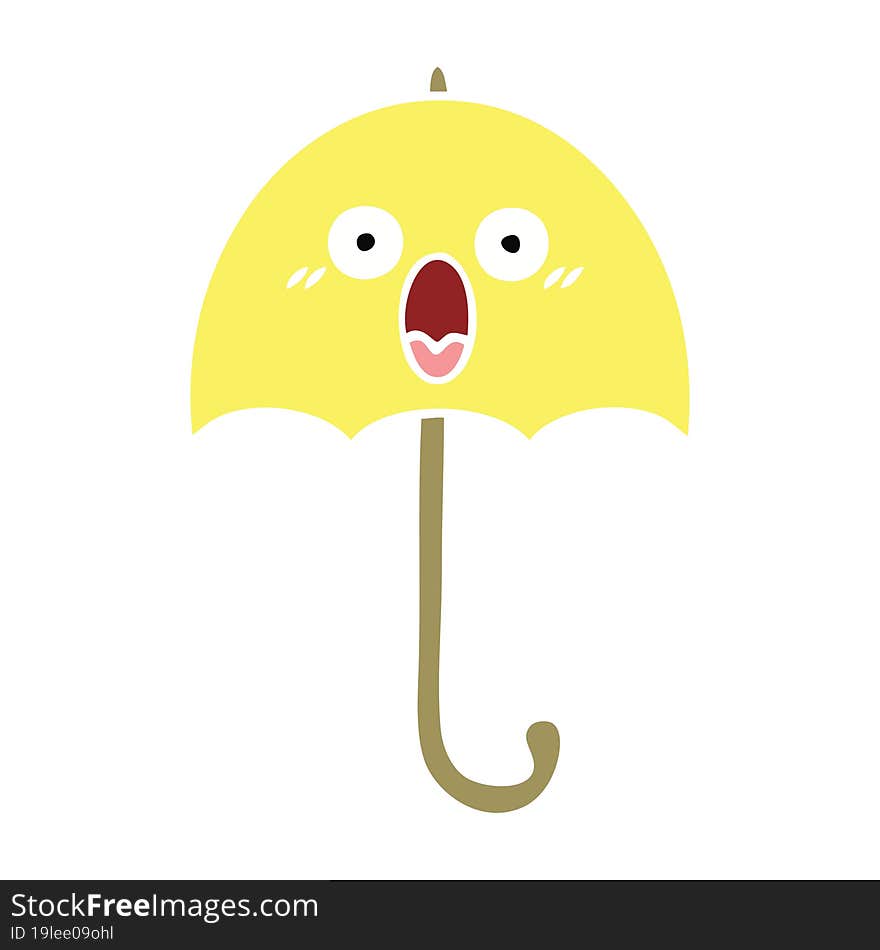 flat color retro cartoon umbrella